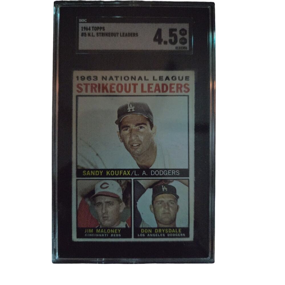 1964 Topps #5 Strikeout Leaders-Koufax/Drysdale SGC 6.5 Exc/NM